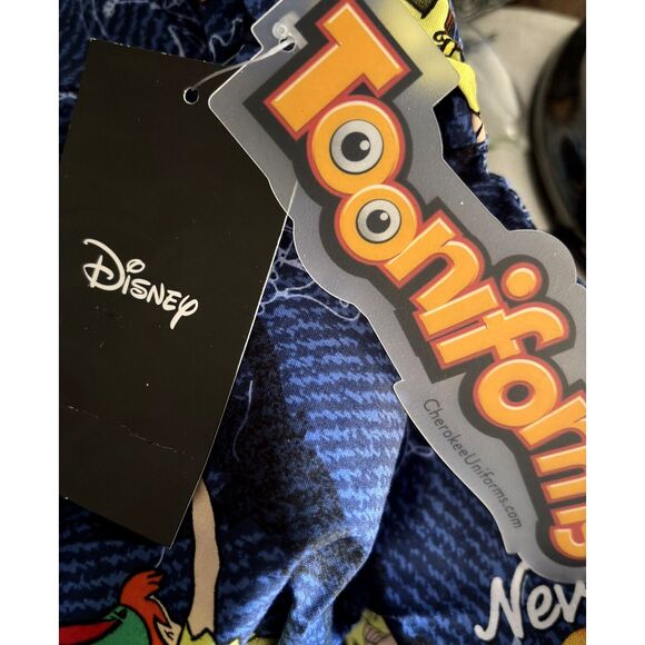 Disney Tooniforms Unisex Size M PETER PAN Never Grow Up Nurse Medical Scrub Top - Picture 6 of 7